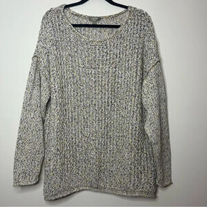 NATURALS D&CO Metallic Open Knit Drop Shoulder Sweater